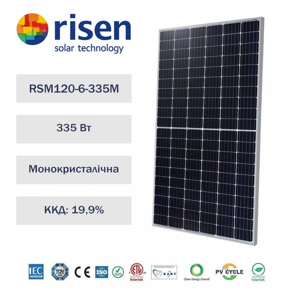 Сонячна батарея Risen RSM120-6-335M - 18009